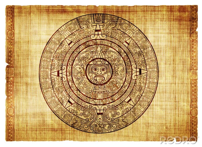 Fototapete Maya-Kalender auf Papyrus