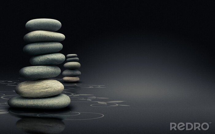 Fototapete méditation et Entspannung - design naturel moderne - fond noir