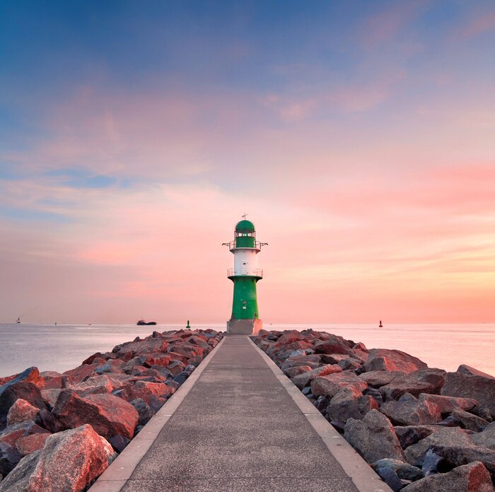 Fototapete Meer Leuchtturm und Mole