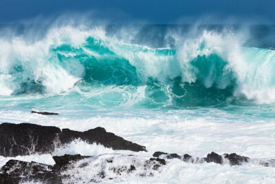 Fototapete Meer Wellen und Felsen