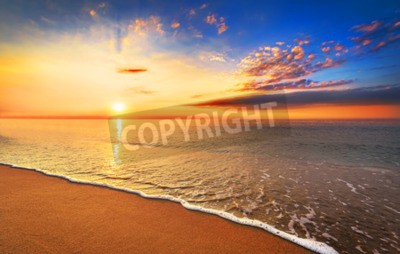 Fototapete Meereswellen und Sonnenaufgang