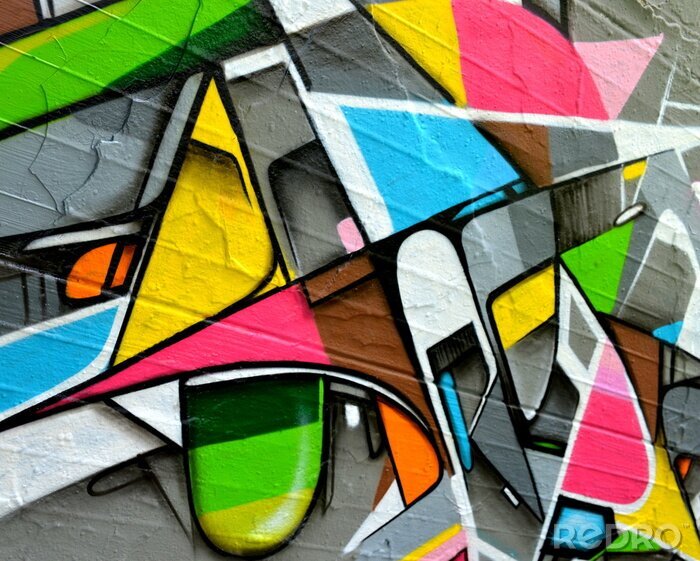 Fototapete Mehrfarbiges Graffiti an der Wand