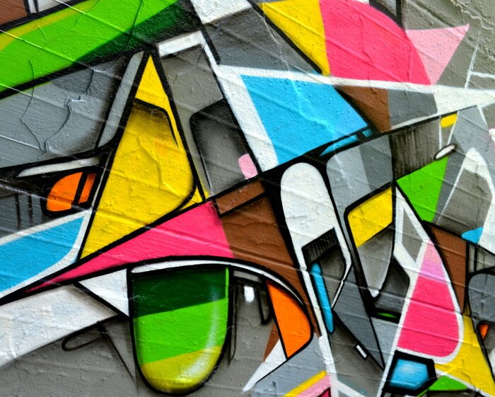 Fototapete Mehrfarbiges Graffiti an der Wand