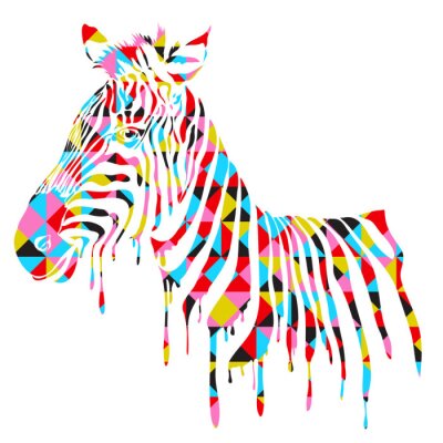 Fototapete Mehrfarbiges Zebra