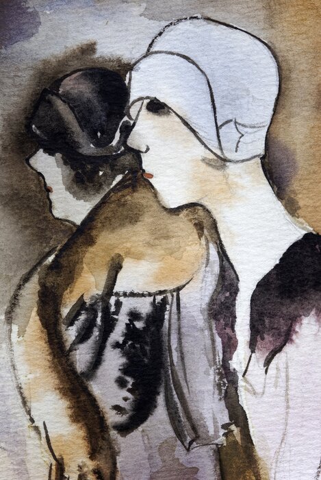 Fototapete Menschen in Aquarellmalerei