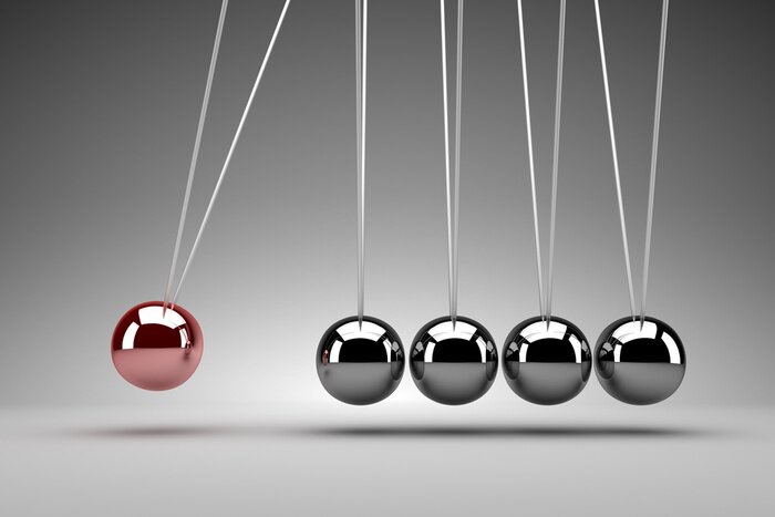 Fototapete Metall Newton Kugeln