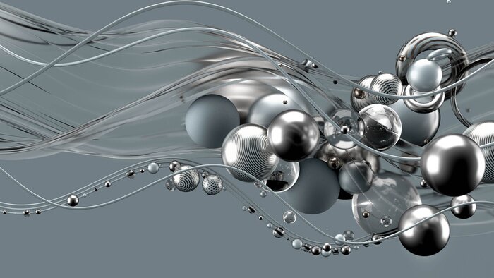 Fototapete Metallkugeln auf der Welle