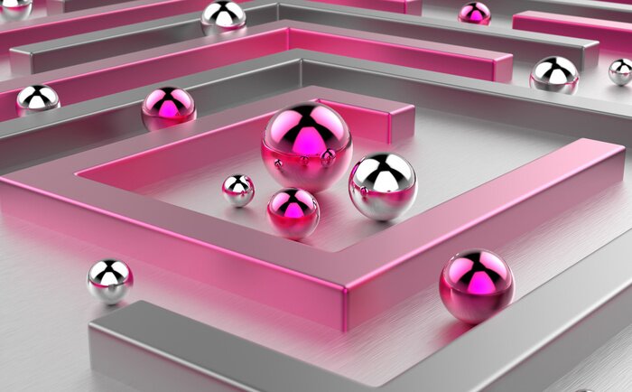 Fototapete Metallkugeln im Labyrinth