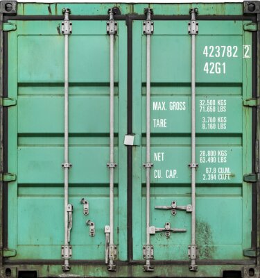 Fototapete Metallmauer grüner Container