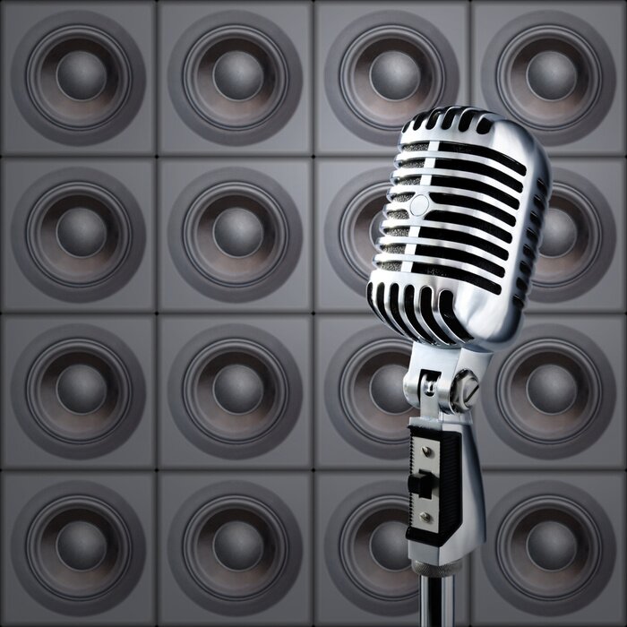 Fototapete Mikrofon und Lautsprecher mit Musik