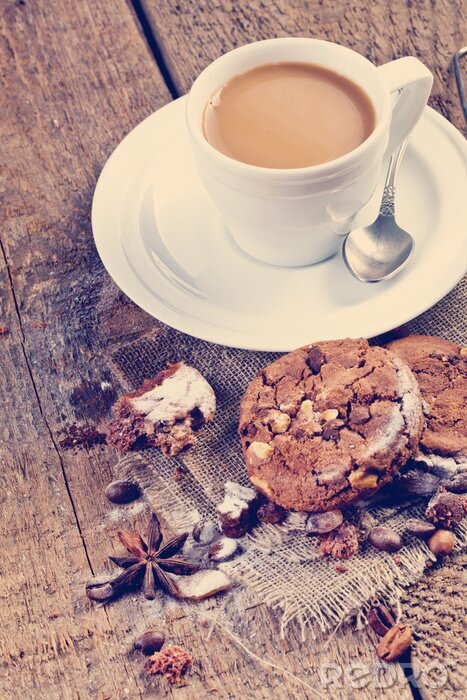 Fototapete Milchkaffee mit Keks