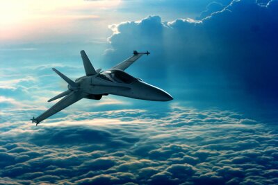 Militärflugzeug über den Wolken