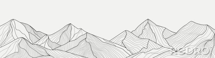 Fototapete Minimalistische Berglandschaft schwarz-weiß