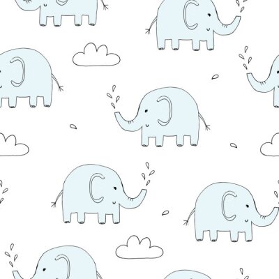 Minimalistische blaue Elefanten