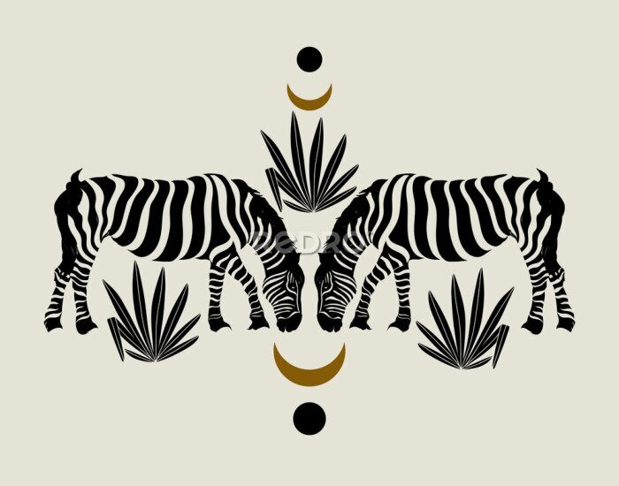 Fototapete Minimalistische Collage mit Zebras