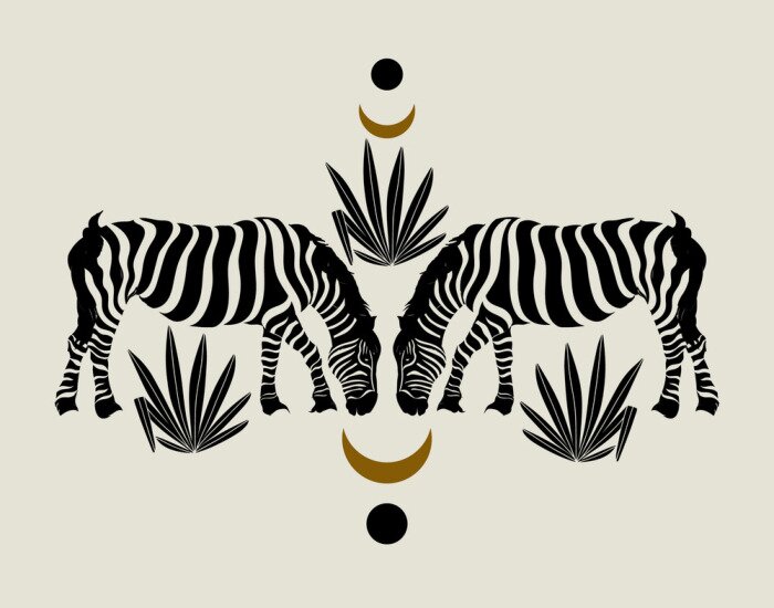 Fototapete Minimalistische Collage mit Zebras