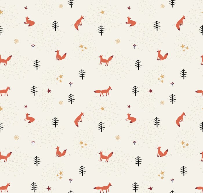 Fototapete Minimalistische Füchse inmitten von Bäumen