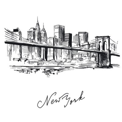 Fototapete Minimalistische Skizze mit New York City