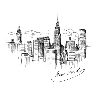 Fototapete Minimalistische Skizze von New York City