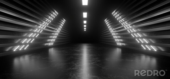 Fototapete Minimalistischer schwarz-weißer Tunnel