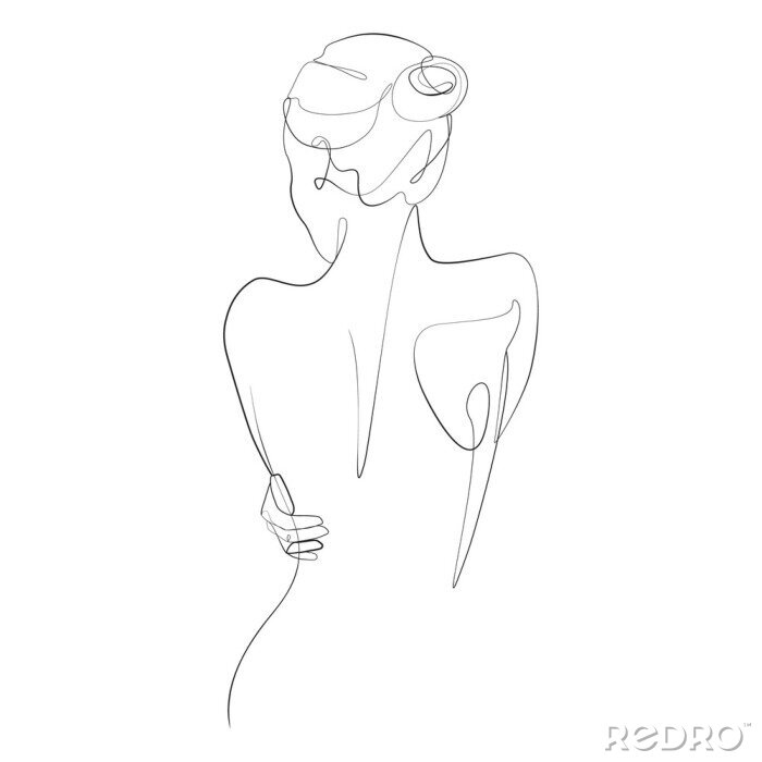 Fototapete Minimalistischer weiblicher Akt in Strichzeichnung