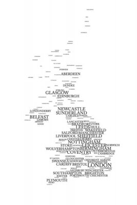 Fototapete Minimalistisches Design mit britischen Städten