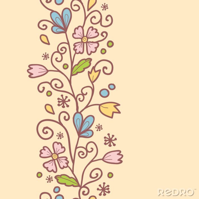 Fototapete Minimalistisches Muster mit Blumen