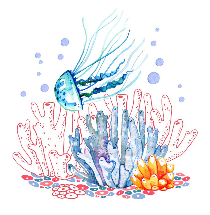 Fototapete Minimalistisches Muster mit Korallenriff