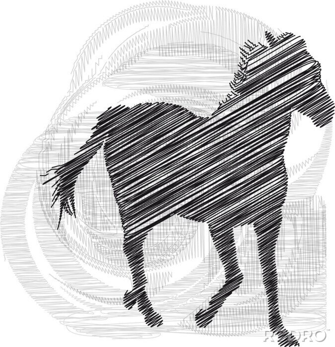 Fototapete Mit buntstiften gemaltes pferd
