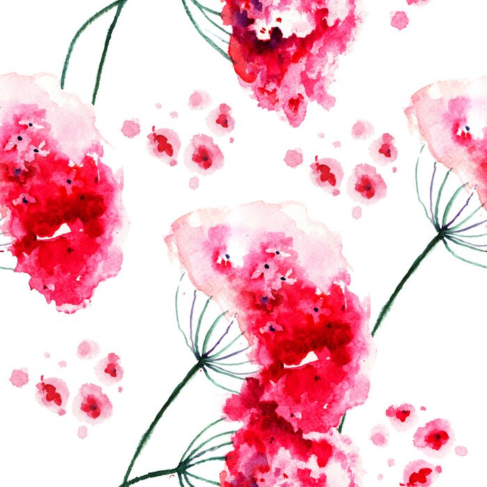 Fototapete Mit roter Farbe bemalte Feldblumen