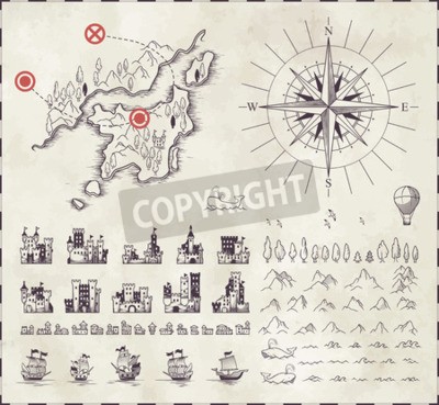 Fototapete Mittelalterliche Karte