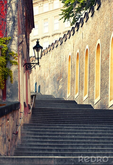 Fototapete Mittelalterliche Treppe in Prag