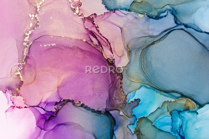 Fototapete Modern hand painted artwork of abstract transparent alcohol ink background. Art for design
