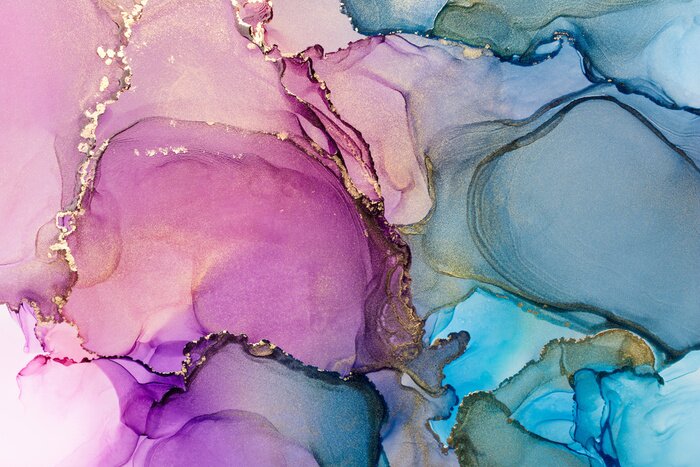 Fototapete Modern hand painted artwork of abstract transparent alcohol ink background. Art for design