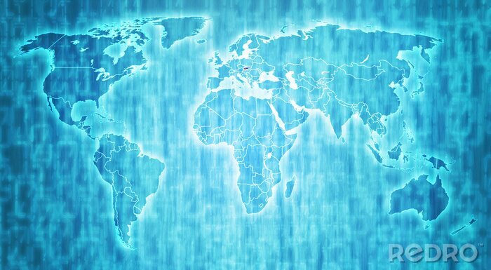 Fototapete Moderne blaue Weltkarte