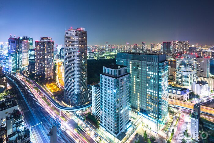 Fototapete Moderne Gebäude im nächtlichen Tokio