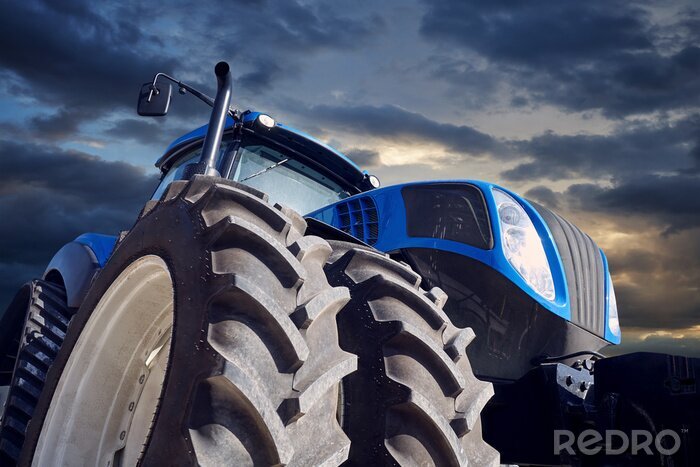 Fototapete Moderner blauer Traktor