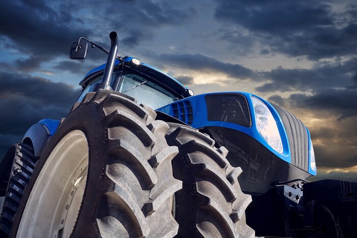 Fototapete Moderner blauer Traktor