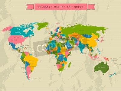 Fototapete Modische Weltkarte
