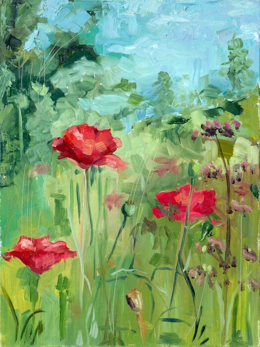 Fototapete Mohnblumenfeld wie gemalt