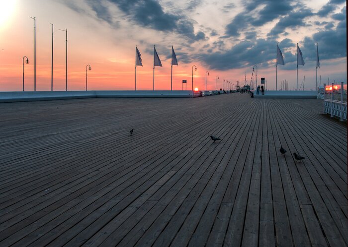 Fototapete Mole in Sopot am Abend
