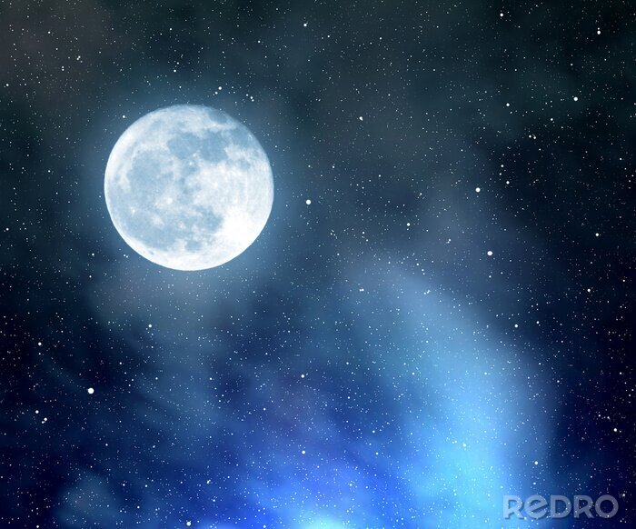 Fototapete Mond vor dem Hintergrund der Sterne