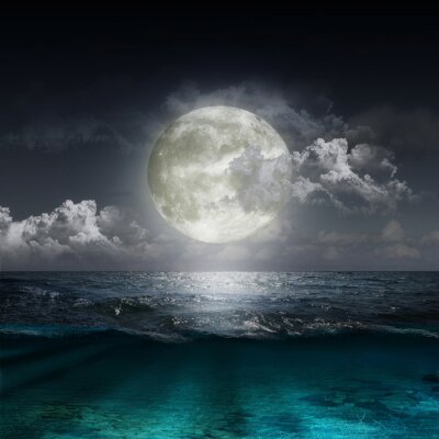 Fototapete Mond vor dem Hintergrund des Meeres