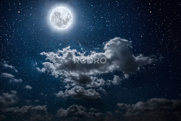 Fototapete Mondnacht mit Wolken