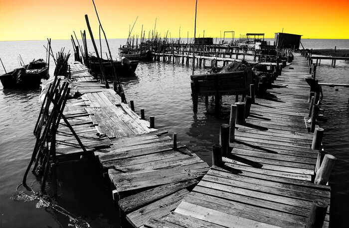 Fototapete Monochromatische Ansicht des Hafens