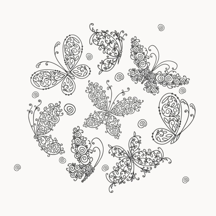 Fototapete Monochromatische Zierschmetterlinge