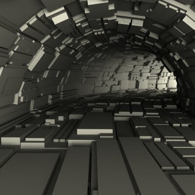 Fototapete Monochromatischer geometrischer Tunnel