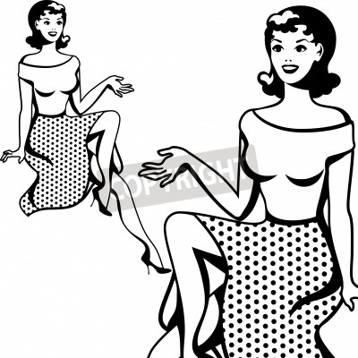 Fototapete Monochrome Figur einer Frau Pop Art