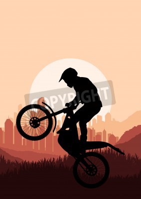 Fototapete Moped auf einem grafischen Hintergrund