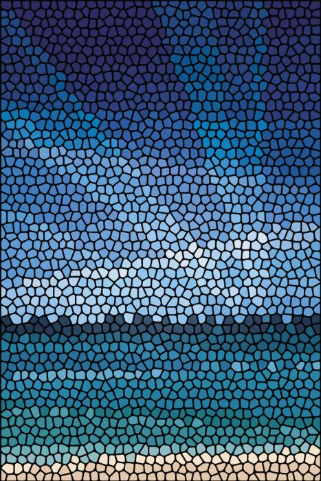 Fototapete Mosaik abstrakte Meer oder Ozean Ufer
